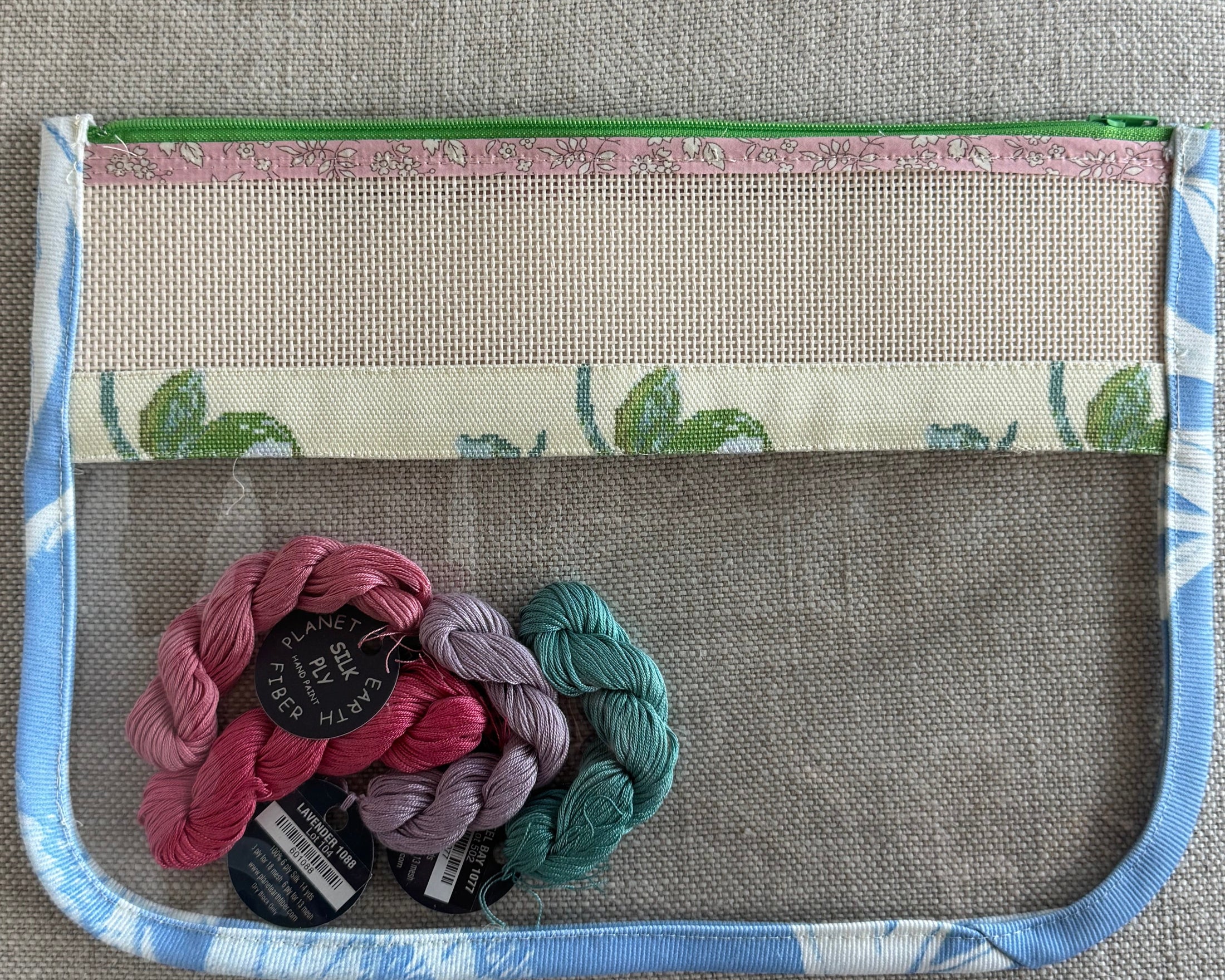 Self finishing Roses Needlepoint Canvas Thread Pouch Bag