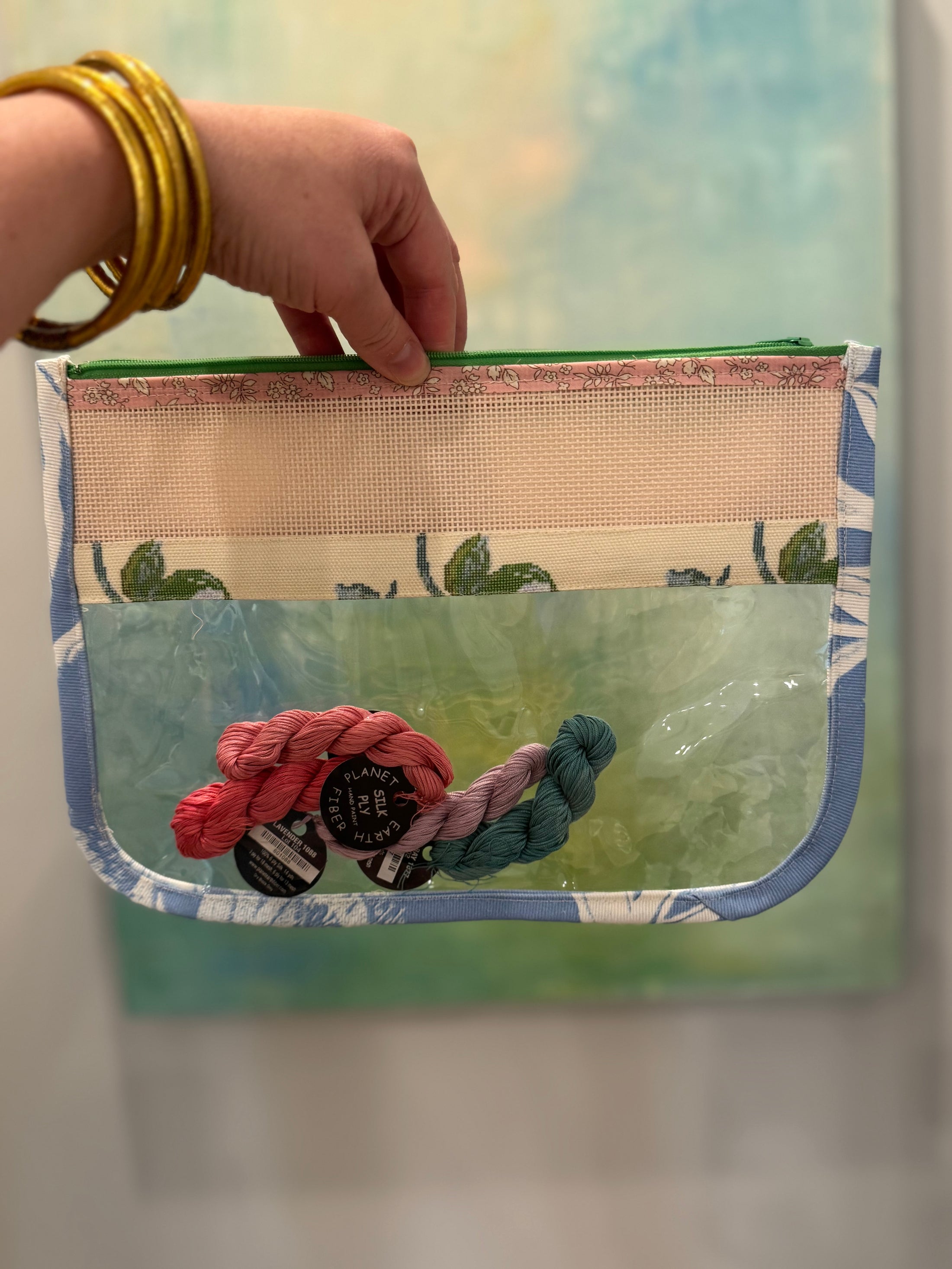 Self finishing Roses Needlepoint Canvas Thread Pouch Bag