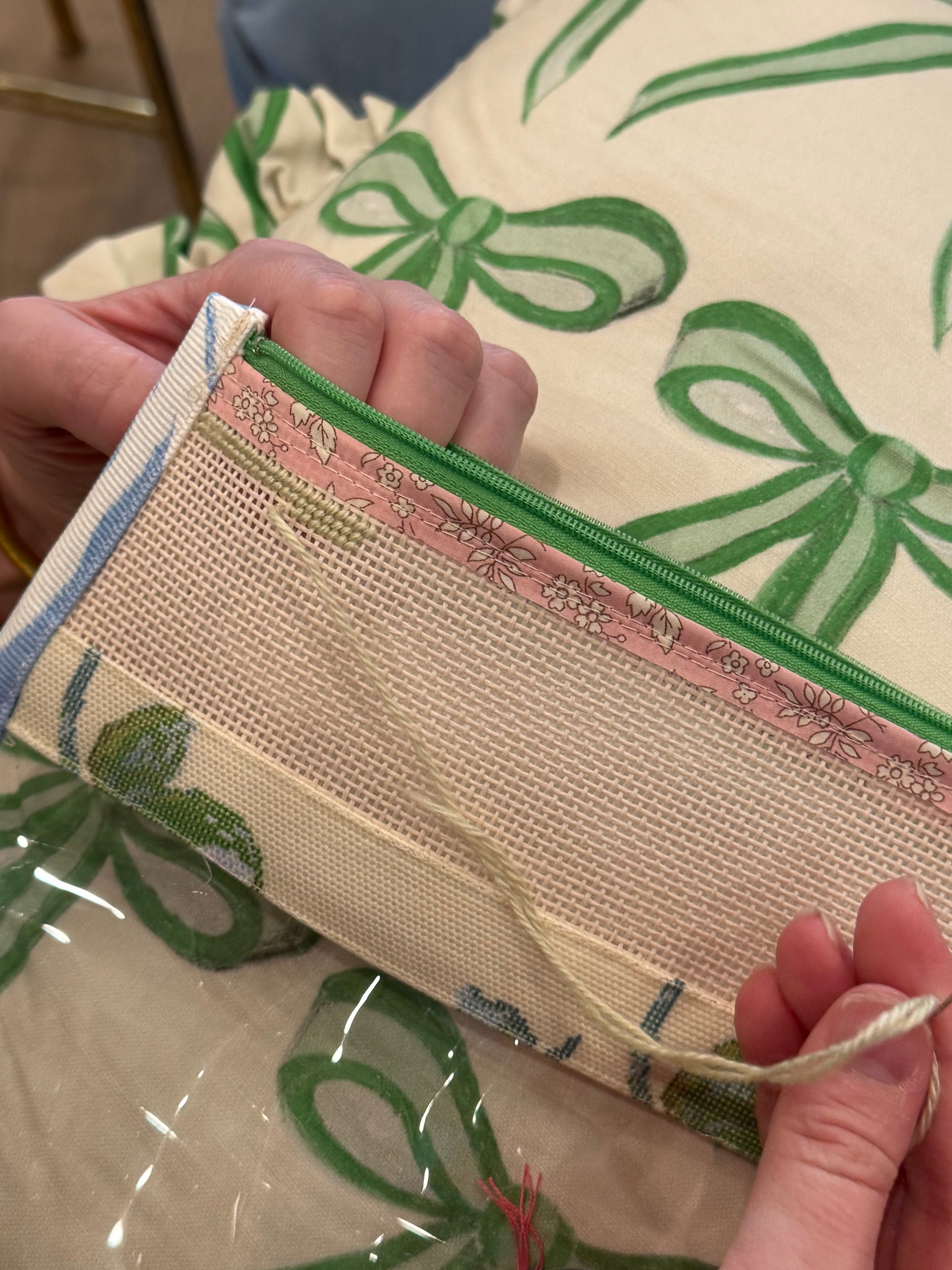 Self finishing Roses Needlepoint Canvas Thread Pouch Bag