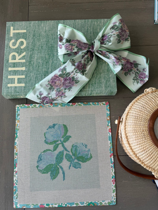 Needlepoint Canvas on 13 Roses Zweigart Mono Deluxe Mesh Embroidery with finished Liberty of London fabric on the edges