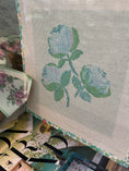 Load image into Gallery viewer, Needlepoint Canvas on 13 Roses Zweigart Mono Deluxe Mesh Embroidery with finished Liberty of London fabric on the edges
