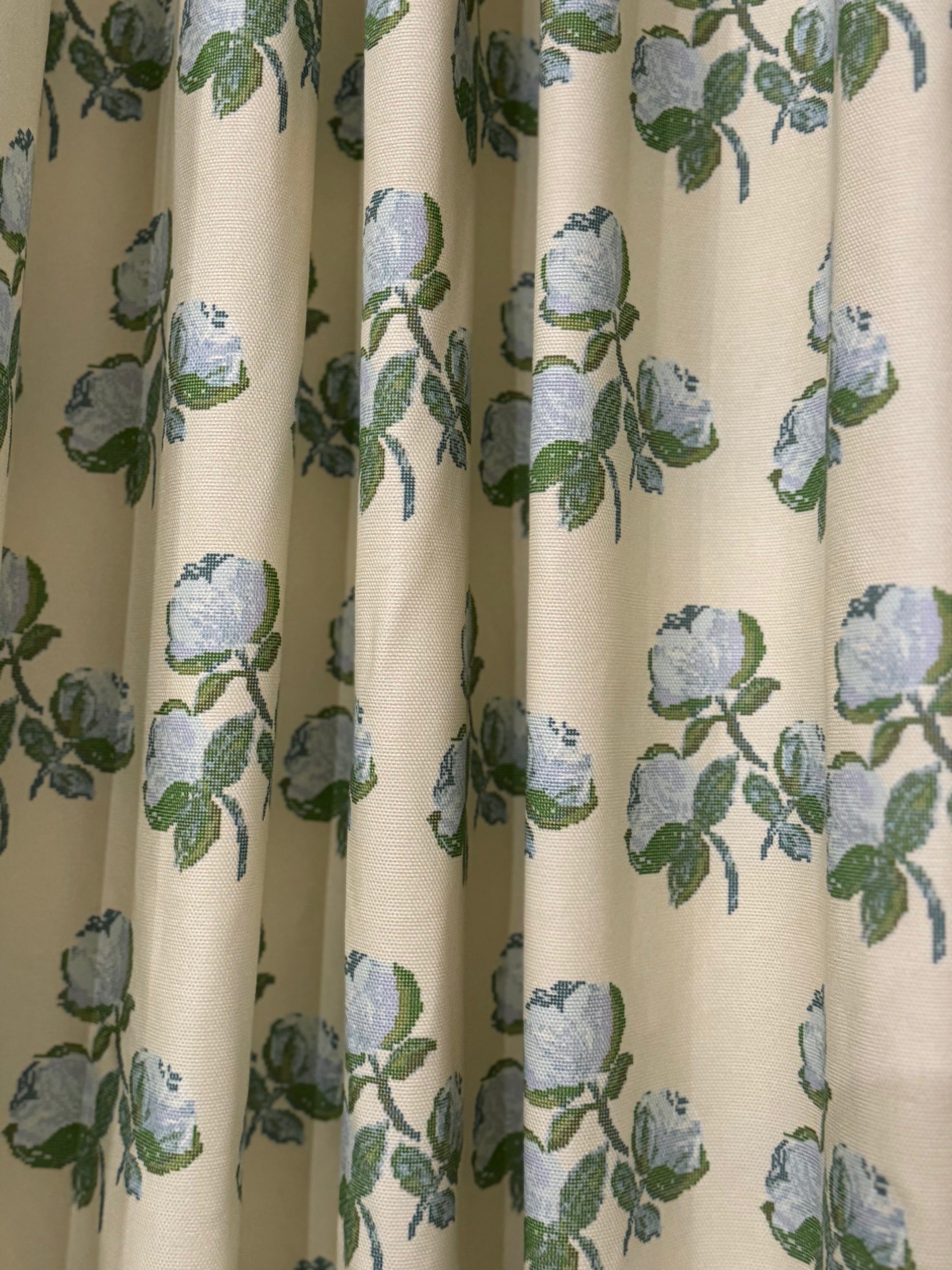 Custom Made Drapery Bowood New England Roses Fabric