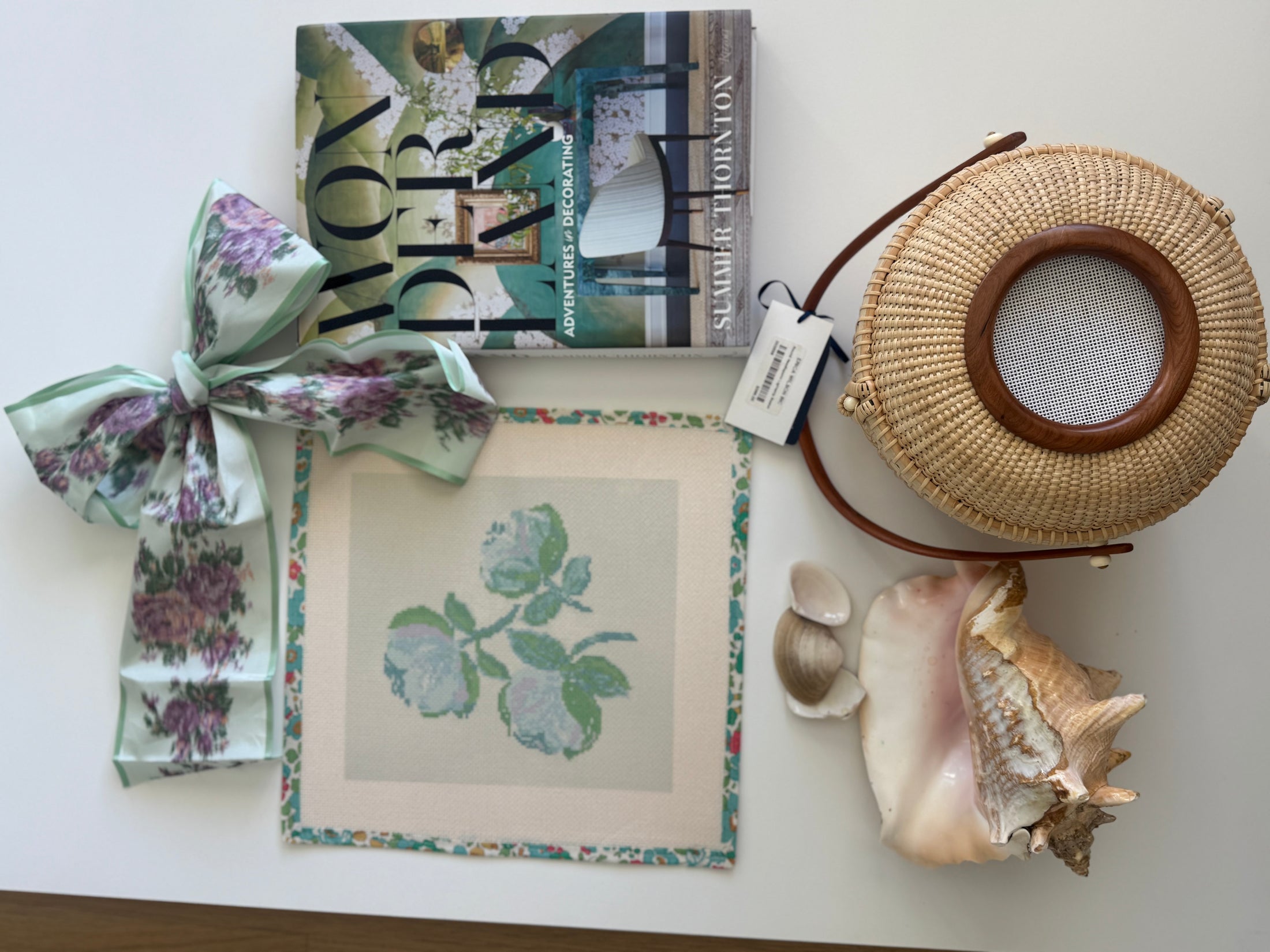 Needlepoint Canvas on 13 Roses Zweigart Mono Deluxe Mesh Embroidery with finished Liberty of London fabric on the edges