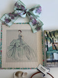 Load image into Gallery viewer, Needlepoint ART Canvas on 13 Dior Dress Dior Vintage Dress Zweigart Mono Deluxe Mesh Embroidery with finished Liberty of London fabric on the edges
