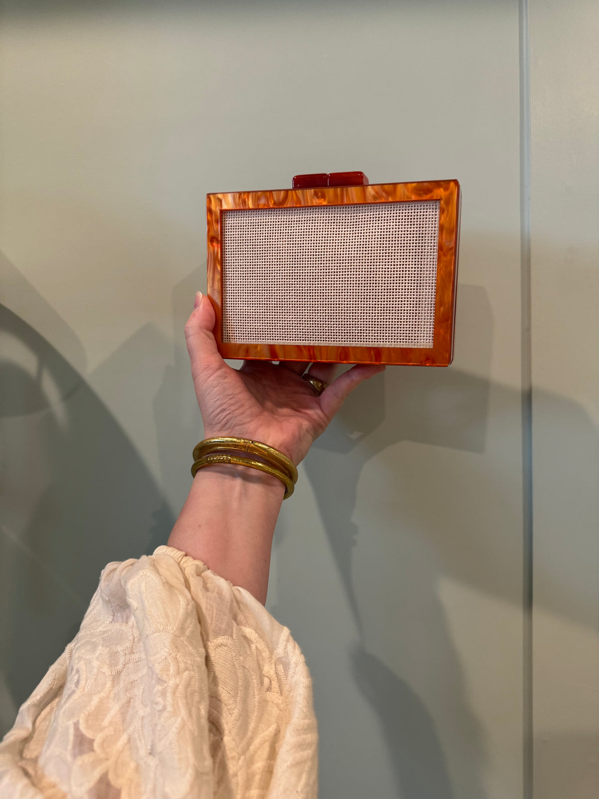 Self Finishing Needlepoint Acrylic Clutch