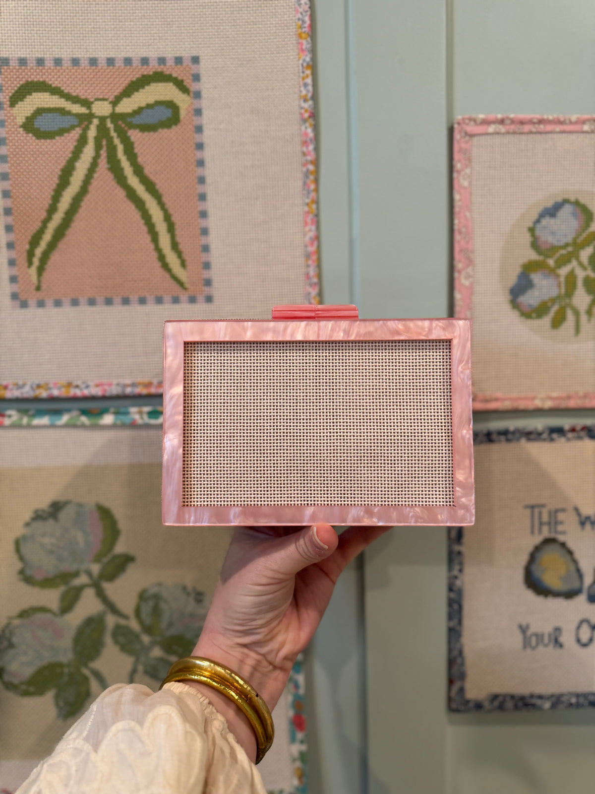 Self Finishing Needlepoint Acrylic Clutch
