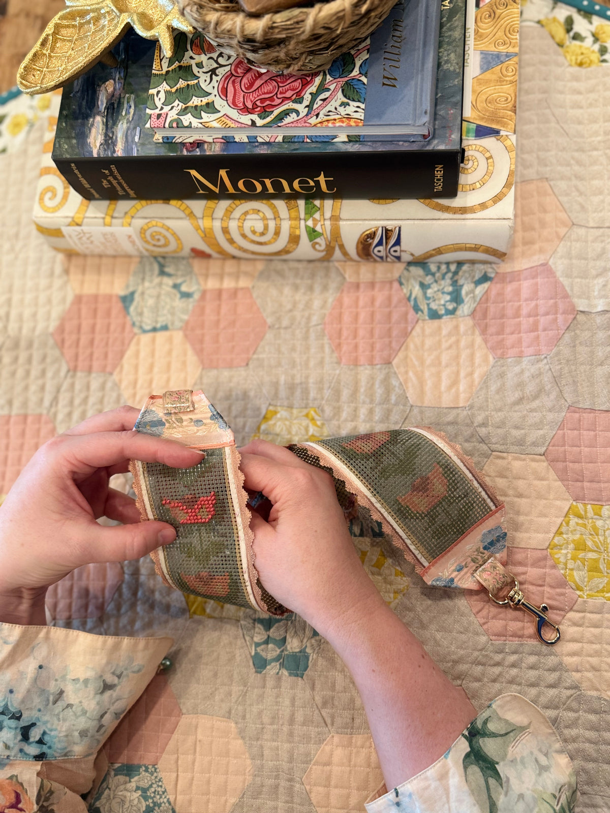 Stitch your Own French Ribbon Needlepoint Canvas Bag Strap