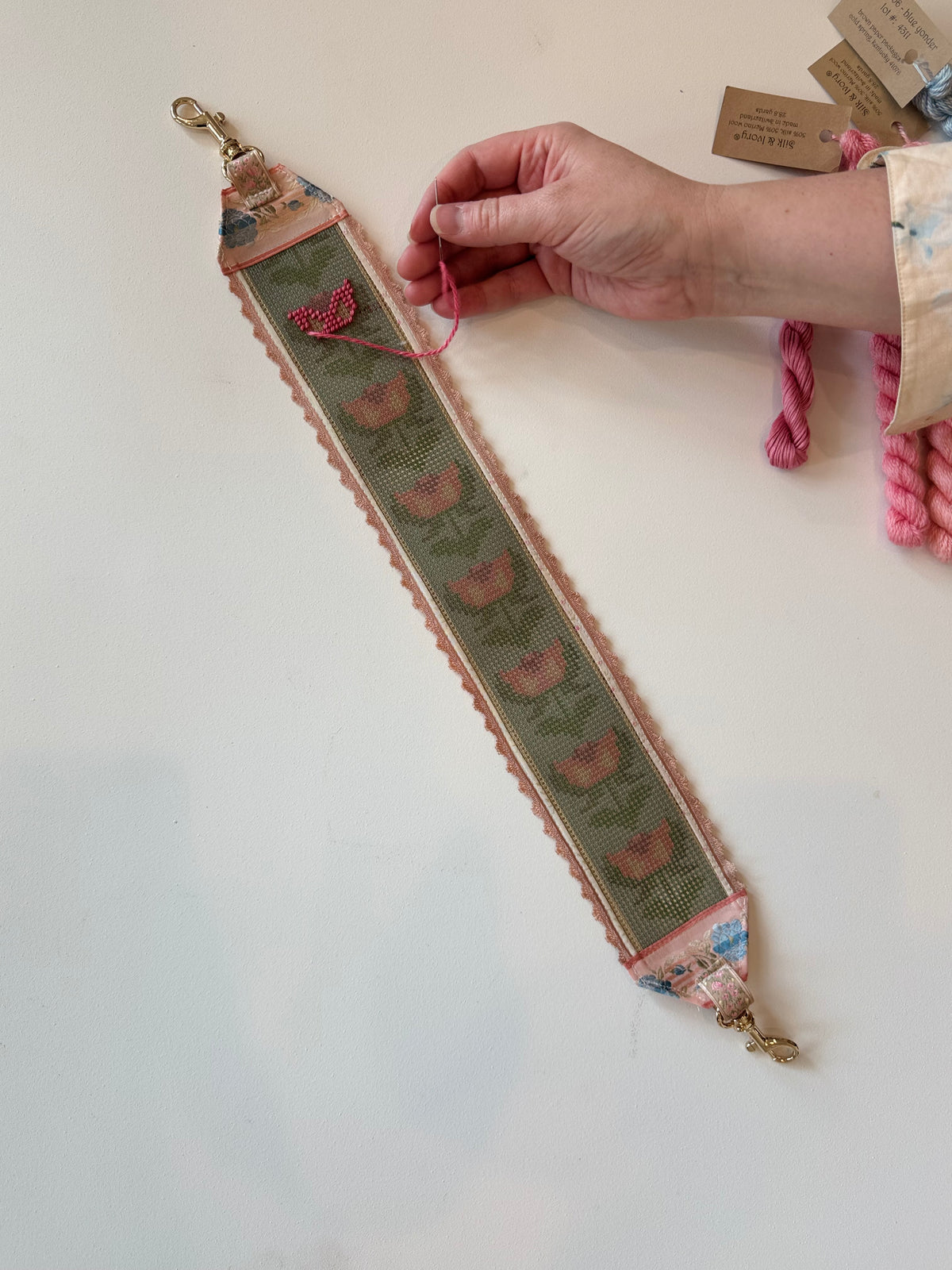 Stitch your Own French Ribbon Needlepoint Canvas Bag Strap