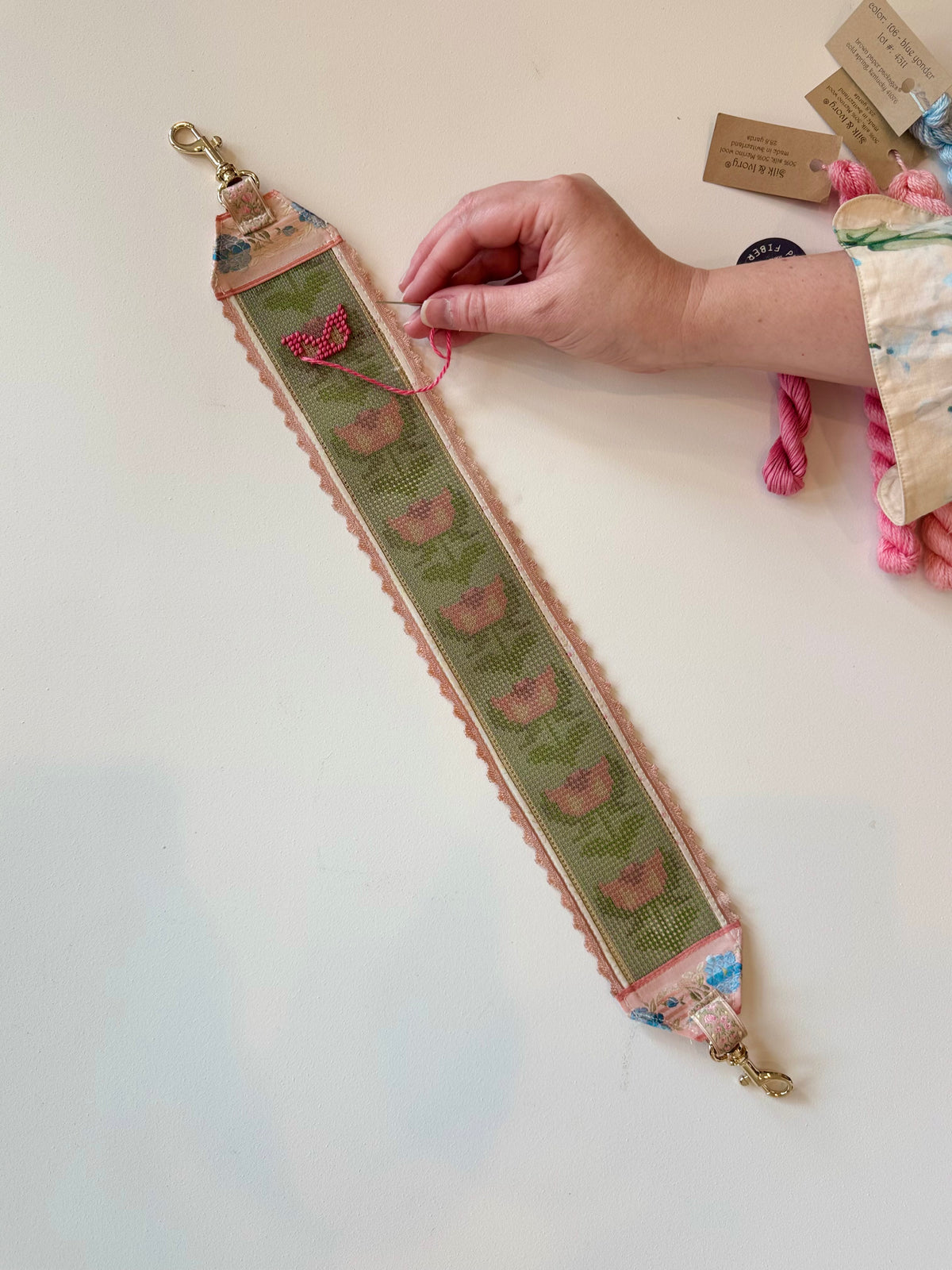 Stitch your Own French Ribbon Needlepoint Canvas Bag Strap