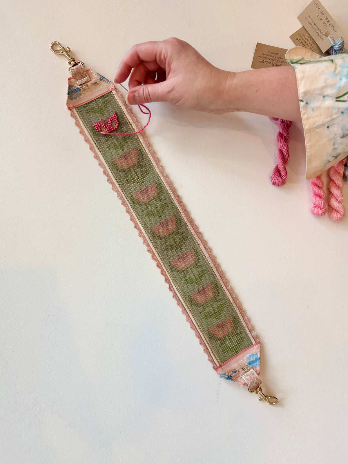 Stitch your Own French Ribbon Needlepoint Canvas Bag Strap