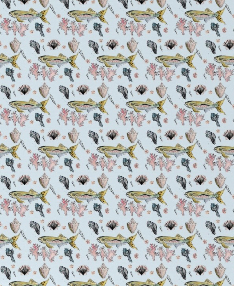 Beatrice Rainbow Fish and Shells Coastal Blue