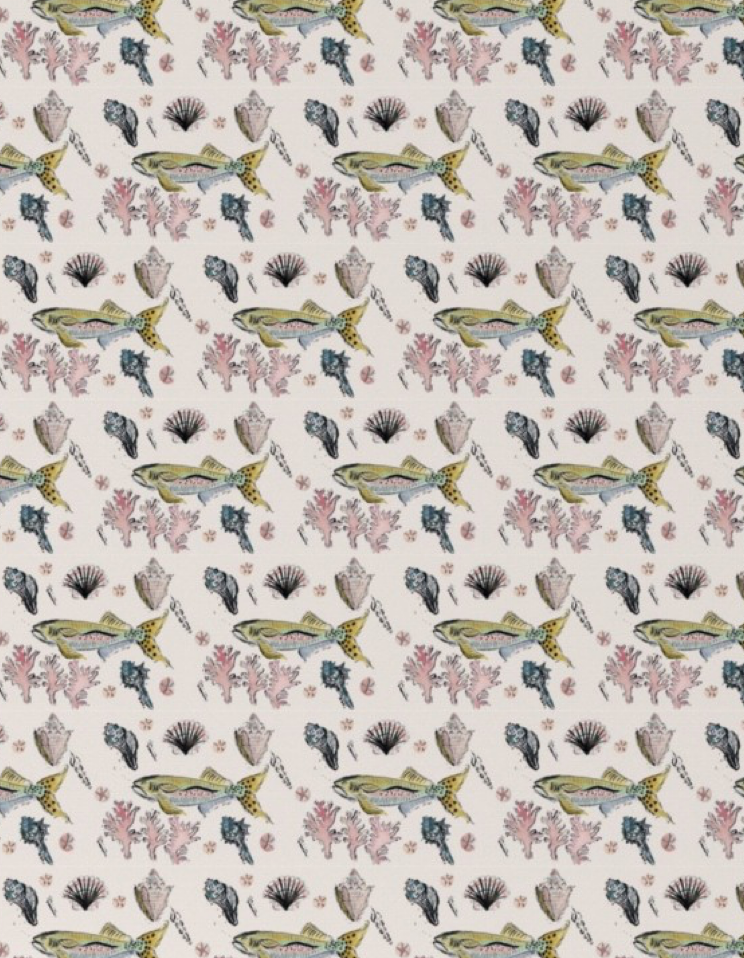 Molly Rainbow Fish and Shells Coastal Pink