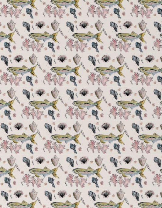 Molly Rainbow Fish and Shells Coastal Pink
