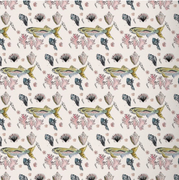 Molly Rainbow Fish and Shells Coastal Pink