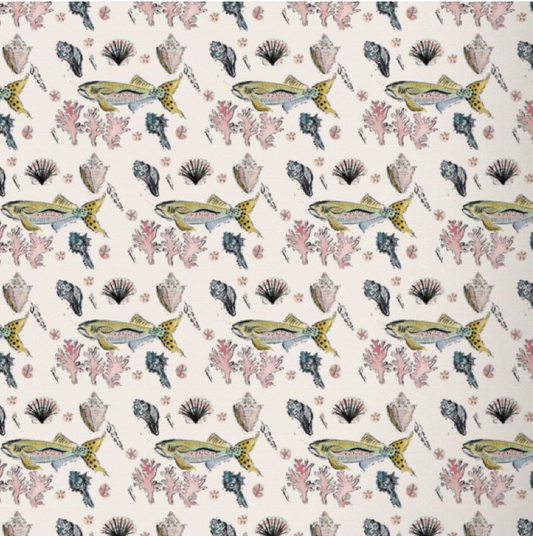 Molly Rainbow Fish and Shells Coastal Pink