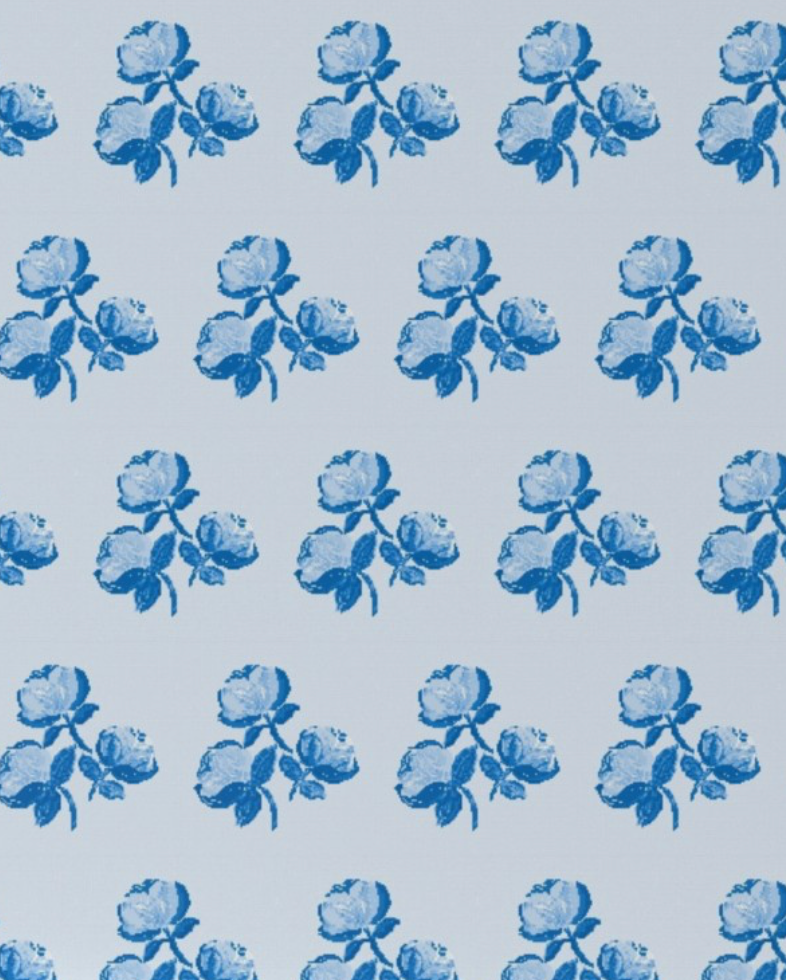 New England Nantucket Blues Roses Fabric