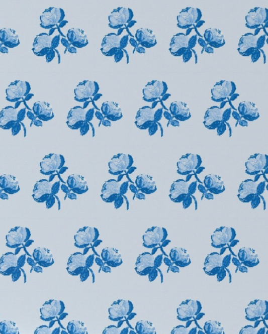 New England Nantucket Blues Roses Fabric