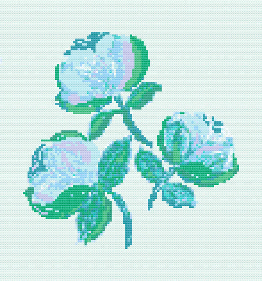 Needlepoint Canvas on 13 Bowood Roses Zweigart Mono Deluxe Mesh Embroidery with finished Liberty of London fabric on the edges