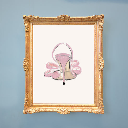 Vintage French Bow Pink Shoe Print