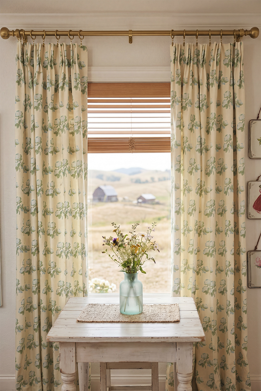 Custom Made Drapery New England Roses Fabric