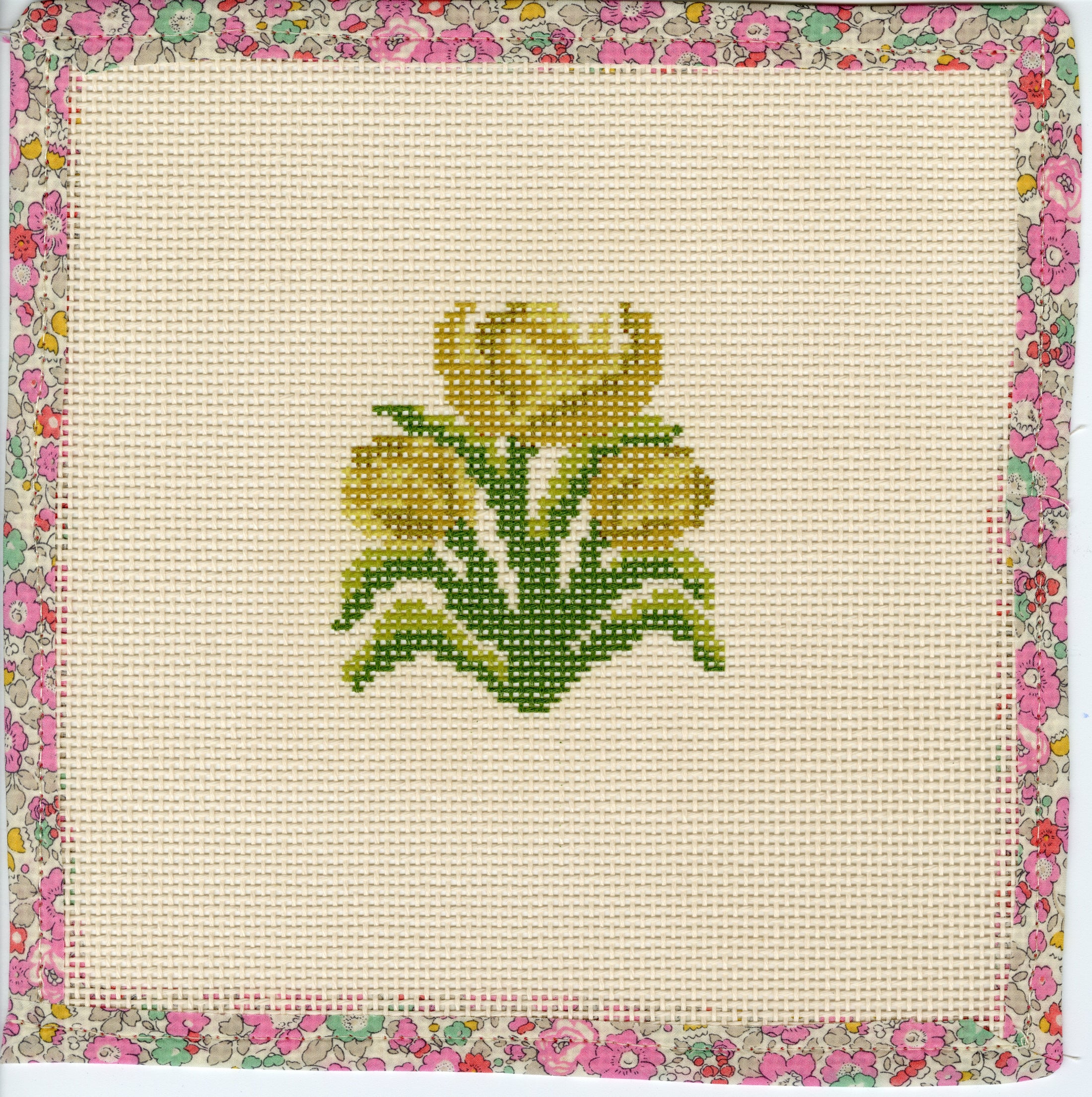 Tulips Needlepoint Canvas Coaster 4"