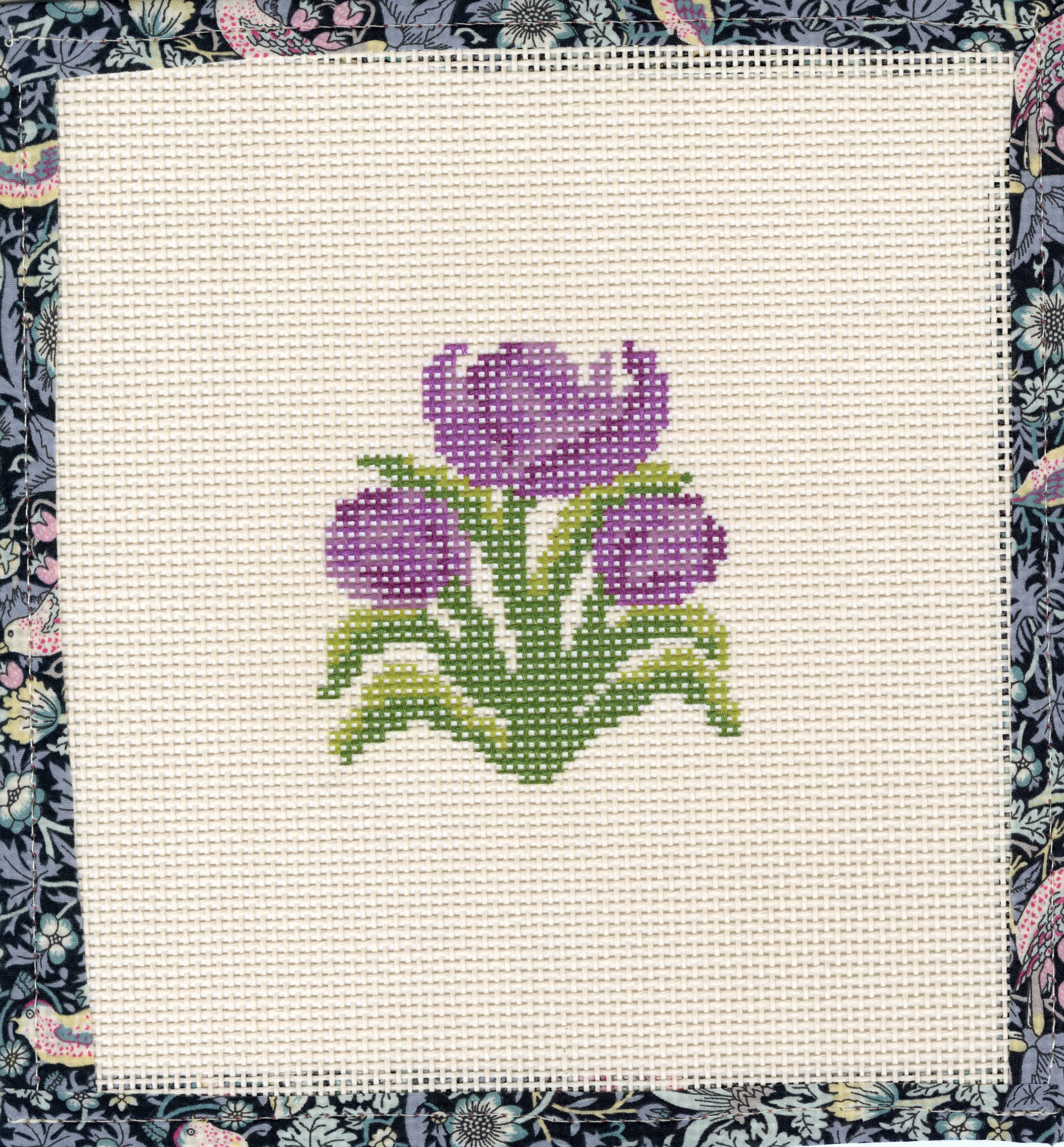 Tulips Needlepoint Canvas Coaster 4"