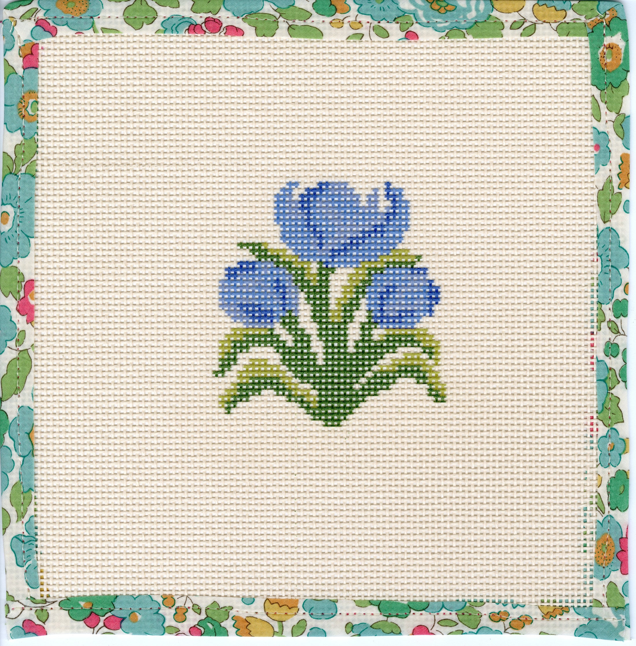 Tulips Needlepoint Canvas Coaster 4"