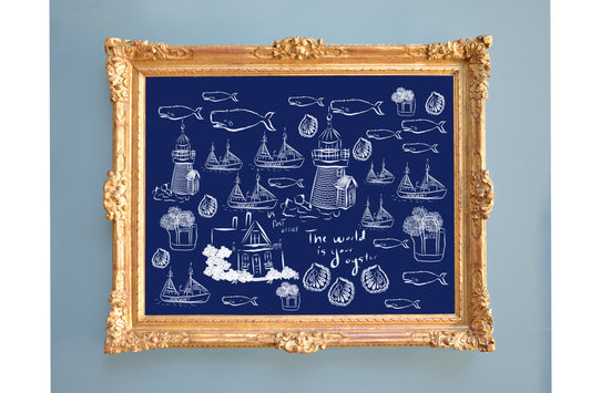 Nantucket Toile Print