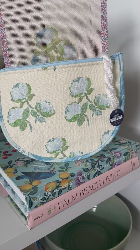 Bowood East Coast Roses Floral Needlepoint Canvas Thread Pouch Bag