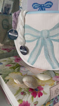Load and play video in Gallery viewer, Blue Bow Needlepoint Canvas Thread Pouch Bag
