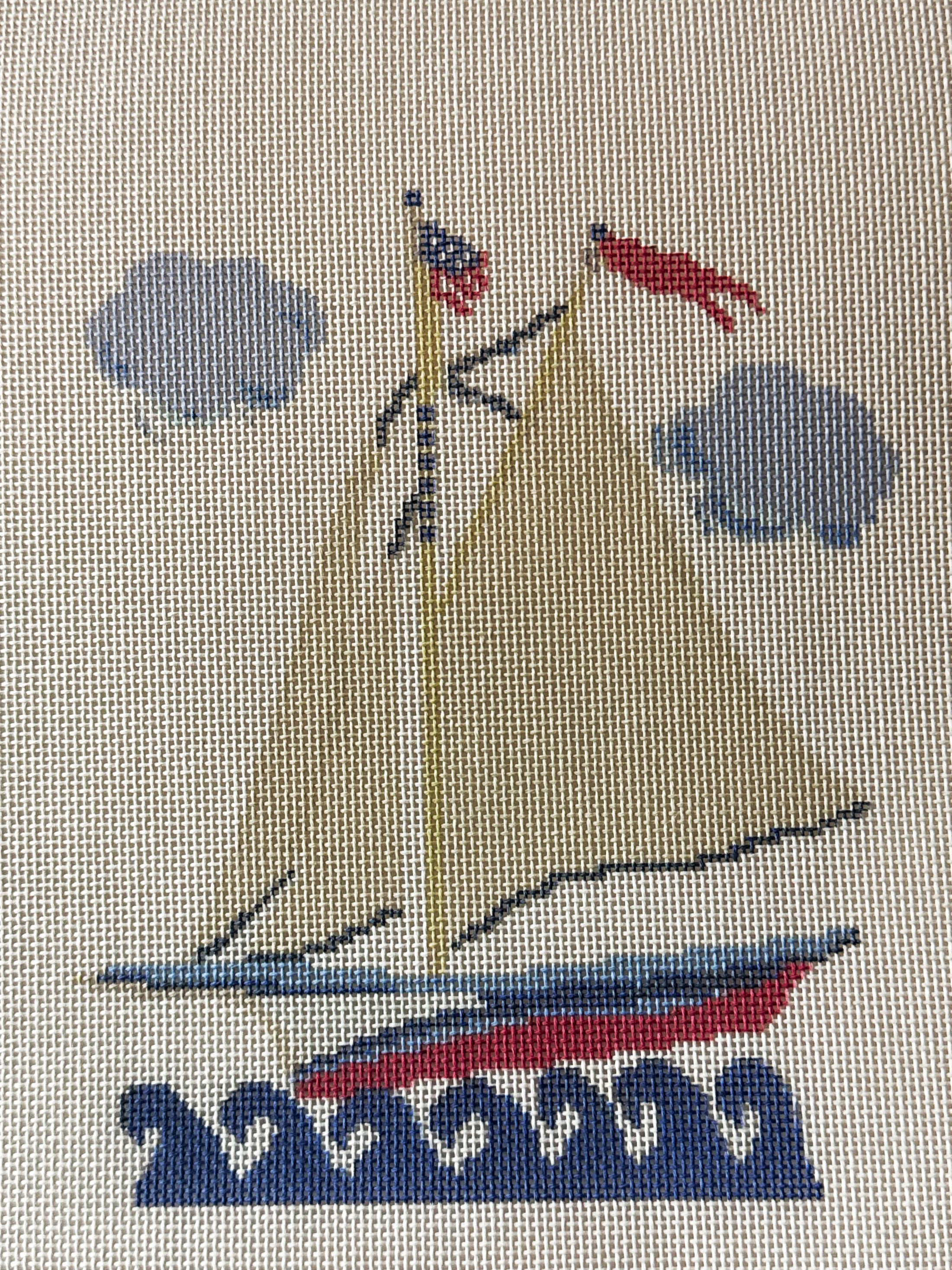 NEW Coastal Nantucket Sailboat Needlepoint Canvas