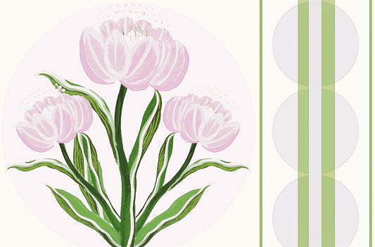 Collecting Tulips Vintage Pink Fabric