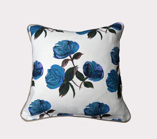 Vintage Painterly Rose Lavender and Turquoise
