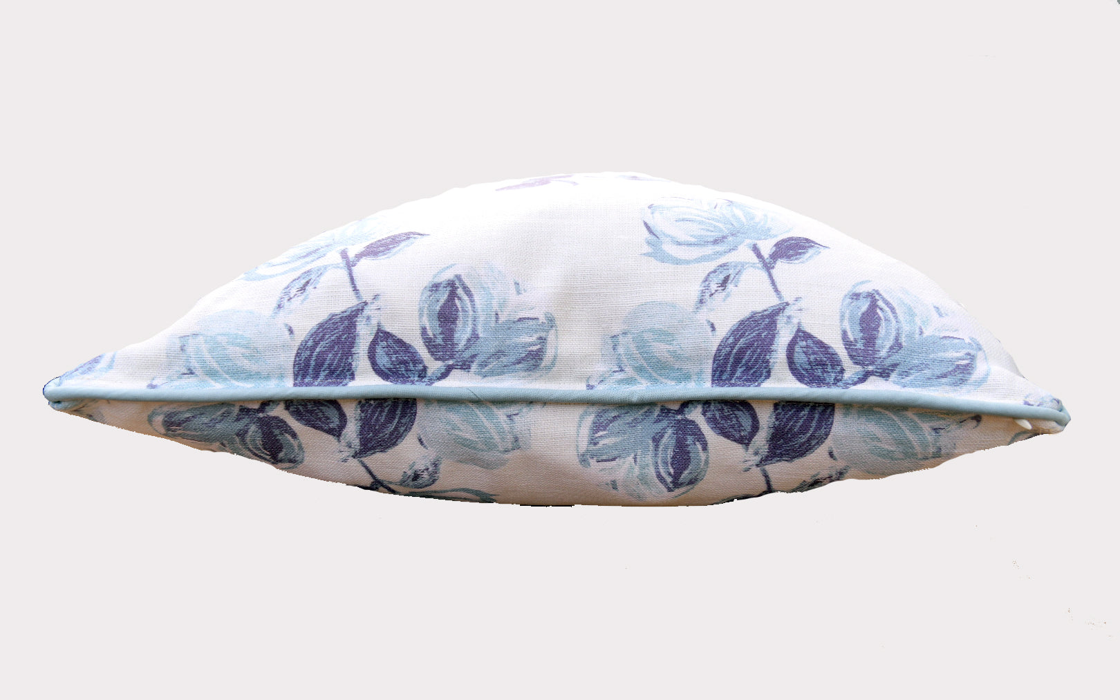 Vintage Painterly Rose Antiqued Blue Pillow