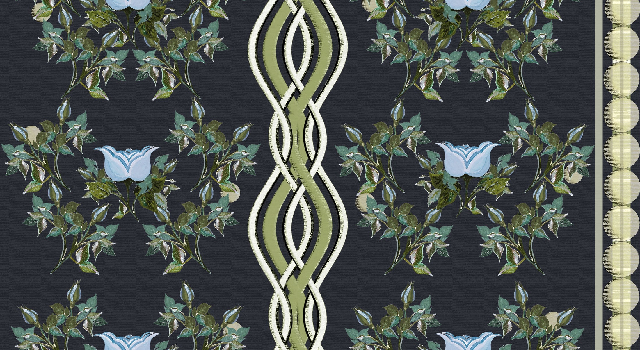 English Rose Garden Trellis in Black Fabric