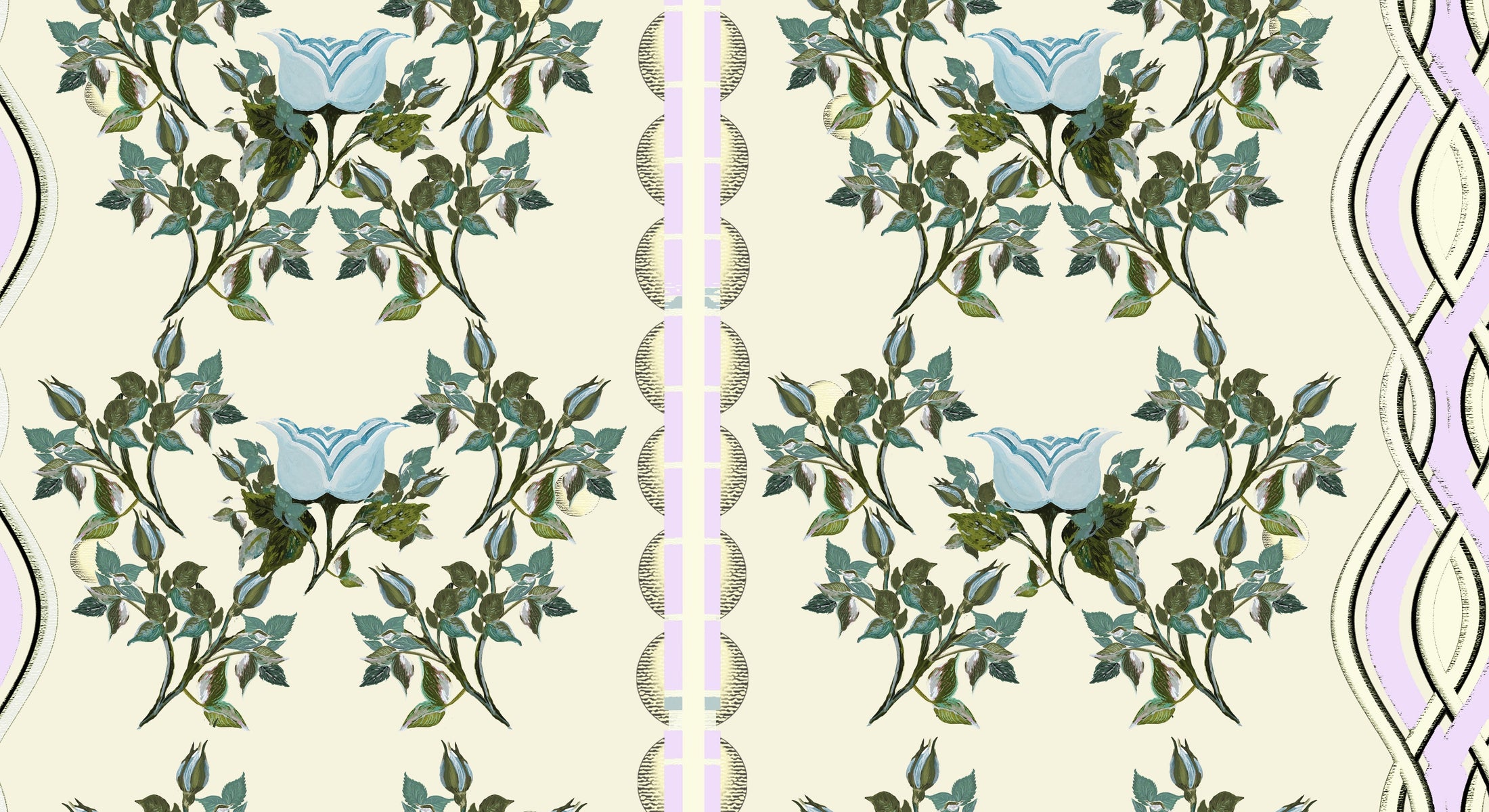 English Rose Garden Trellis in Lilac Fabric