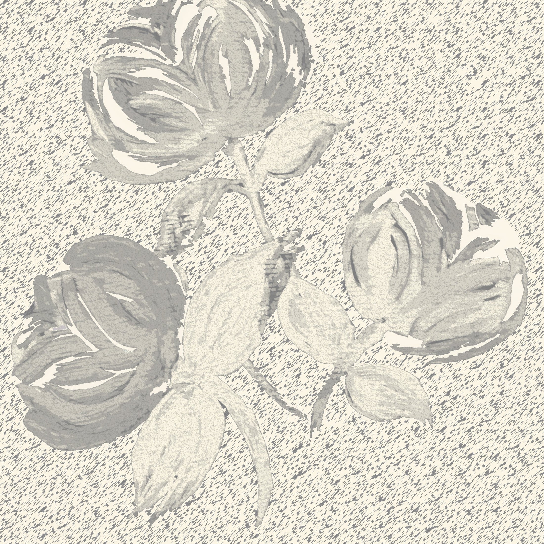 English Moon Rose Garden Fabric Black Grey