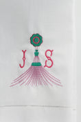 Load image into Gallery viewer, Gypsy Tassel Linen Custom Gift Tea Towels Monogrammed Personalized Embroidered
