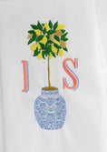 Load image into Gallery viewer, Lemon Tree Chinosserie Linen Holiday Custom Gift Tea Towels Monogrammed Personalized Embroidered
