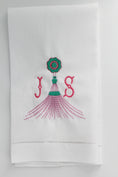 Load image into Gallery viewer, Gypsy Tassel Linen Custom Gift Tea Towels Monogrammed Personalized Embroidered
