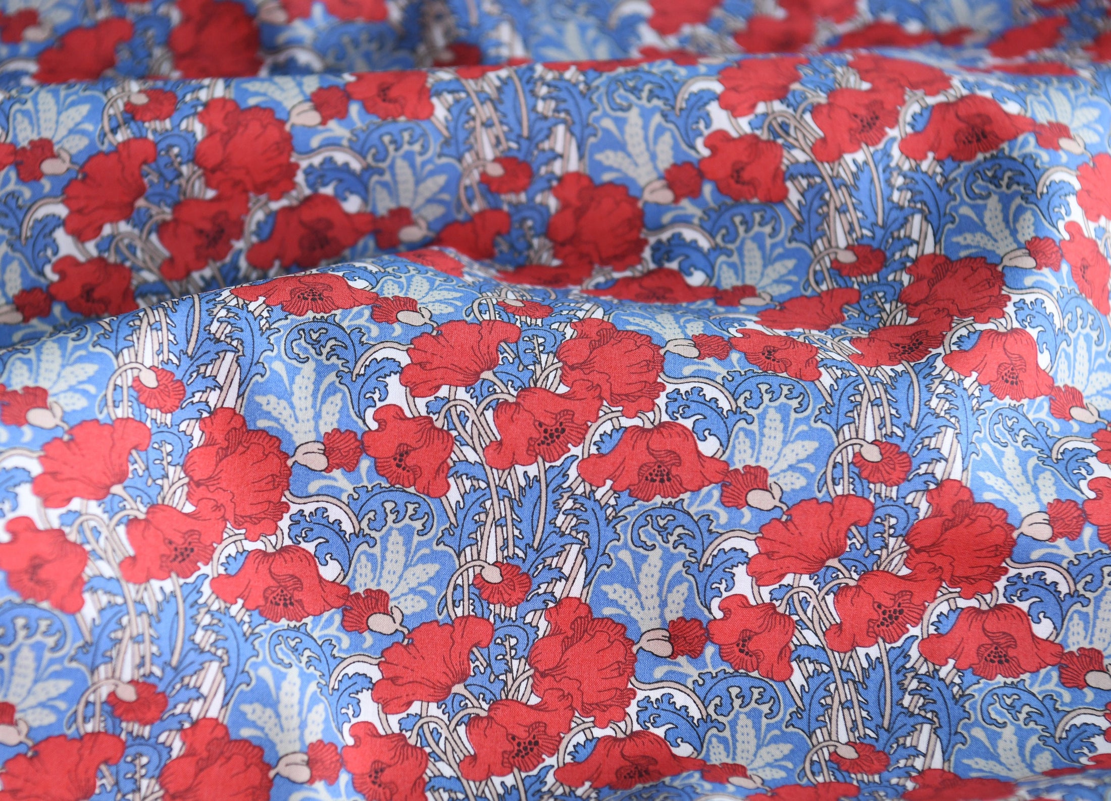 Liberty of London Clementina B Red Tana Lawn Fabric Premium 100% Cotton Fabric Sold by Yard