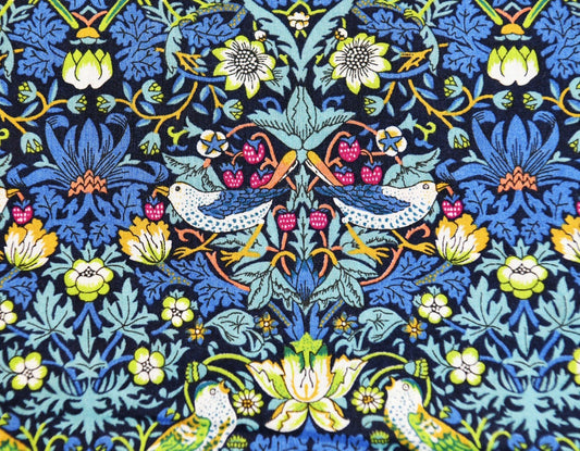 Liberty of London Strawberry Thief Blue and Green B Tana Lawn Fabric Premium 100% Cotton Fabric Sold by Yard William Morris