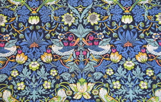 Liberty of London Strawberry Thief Blue and Green B Tana Lawn Fabric Premium 100% Cotton Fabric Sold by Yard William Morris