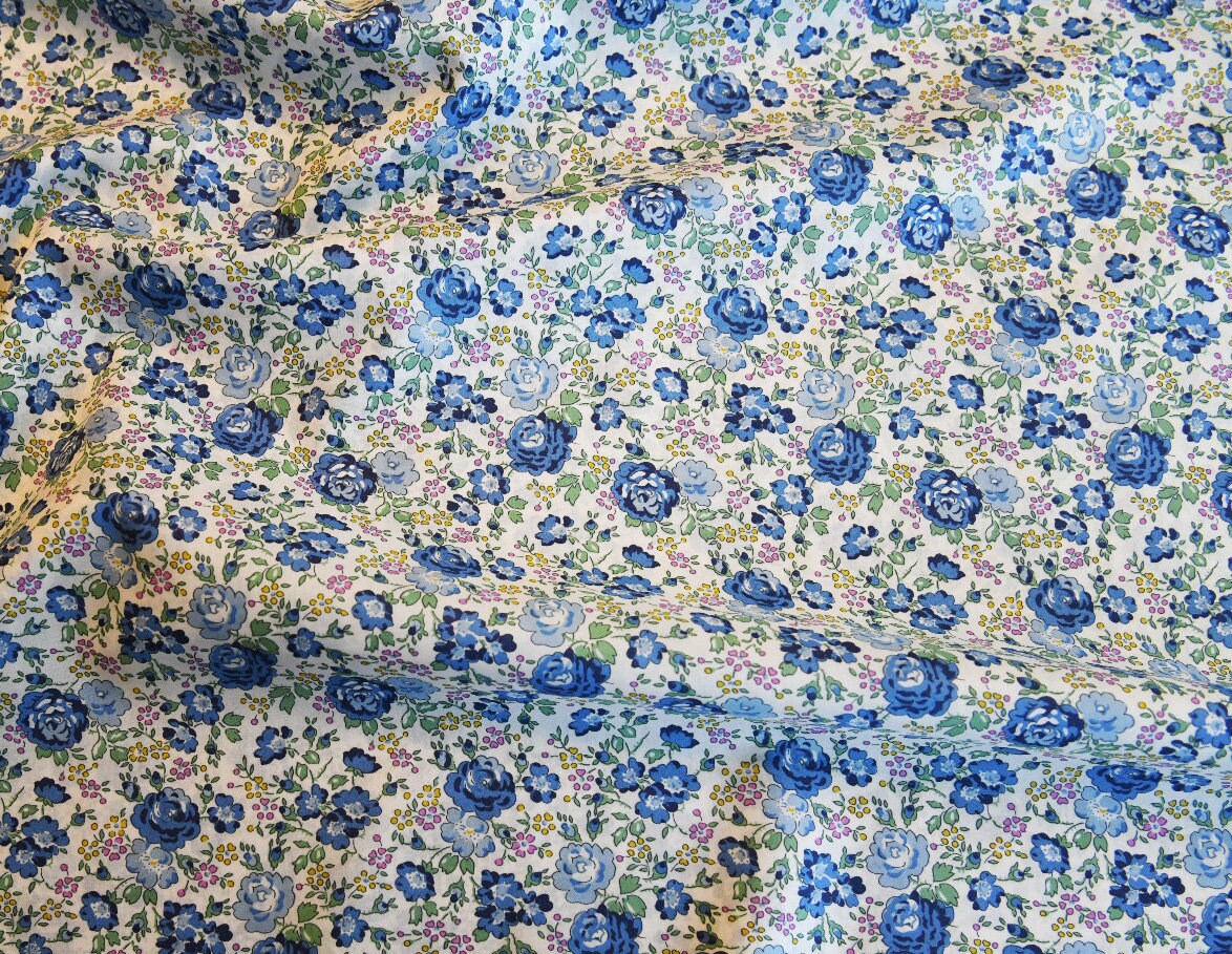 Liberty of London Felicite C Blue Tana Lawn Fabric Premium 100% Cotton Fabric Sold by Yard