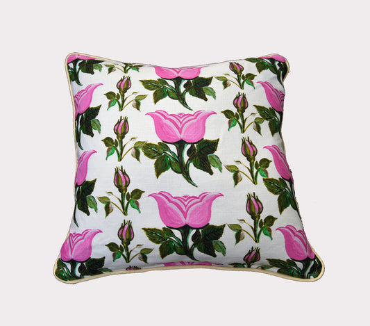 Trailing Rosebuds Hot Pink Pillow