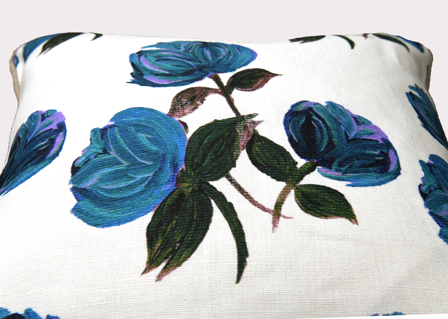 Vintage Painterly Rose Lavender and Turquoise